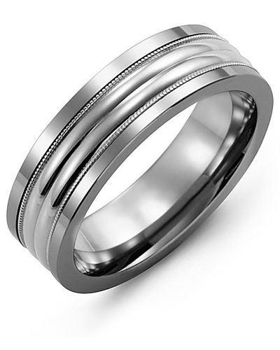 Madani Men’s Two-Line Milgrain Wedding Ring MAW110TW - Berani Jewellery