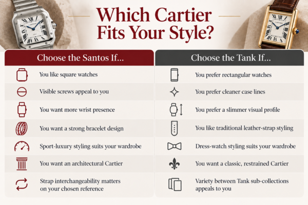 Cartier Santos vs. Tank Style Guide
