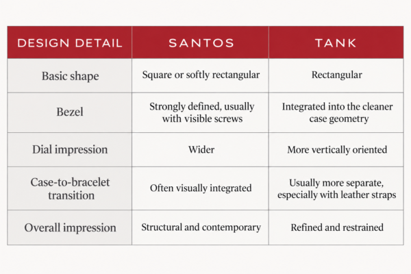 Cartier Santos vs. Tank: Design: Square Architecture vs. Rectangular Elegance