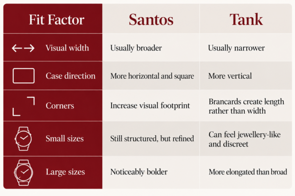Santos vs Tank Fit Comparison Chart